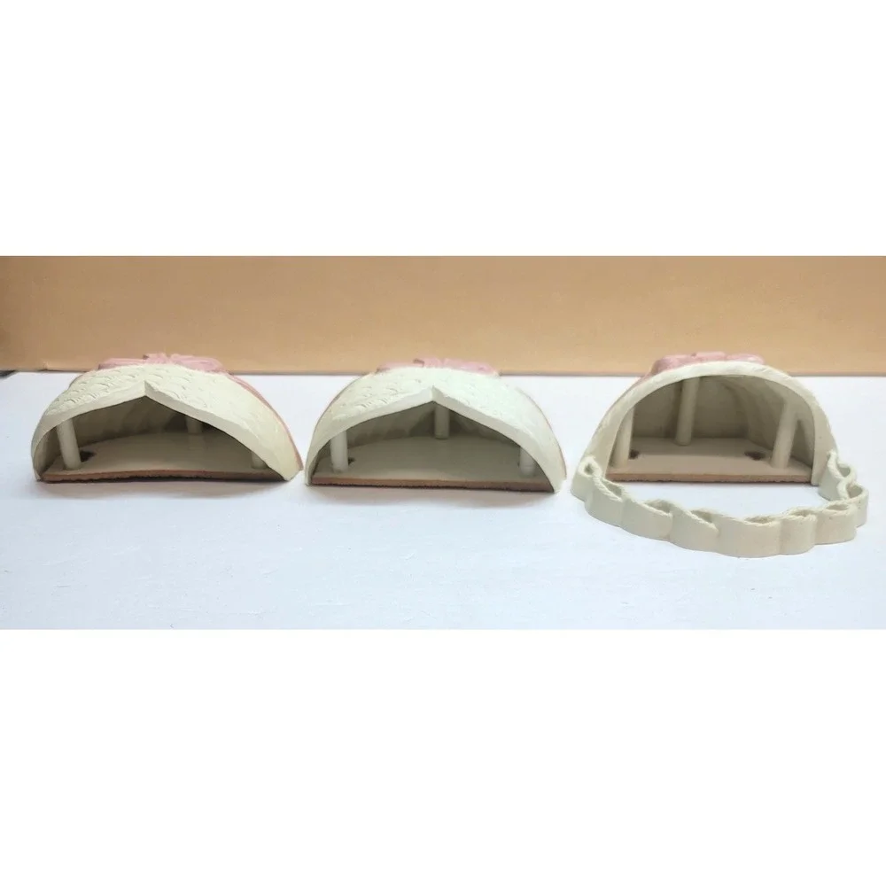 Vtg Burwood Wicker Style Wall Decor Set 6pc White w/Pink Bow Mirror Shelf Hearts